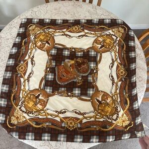 Equestrian Horse Scarf in Cream, Brown & Gold